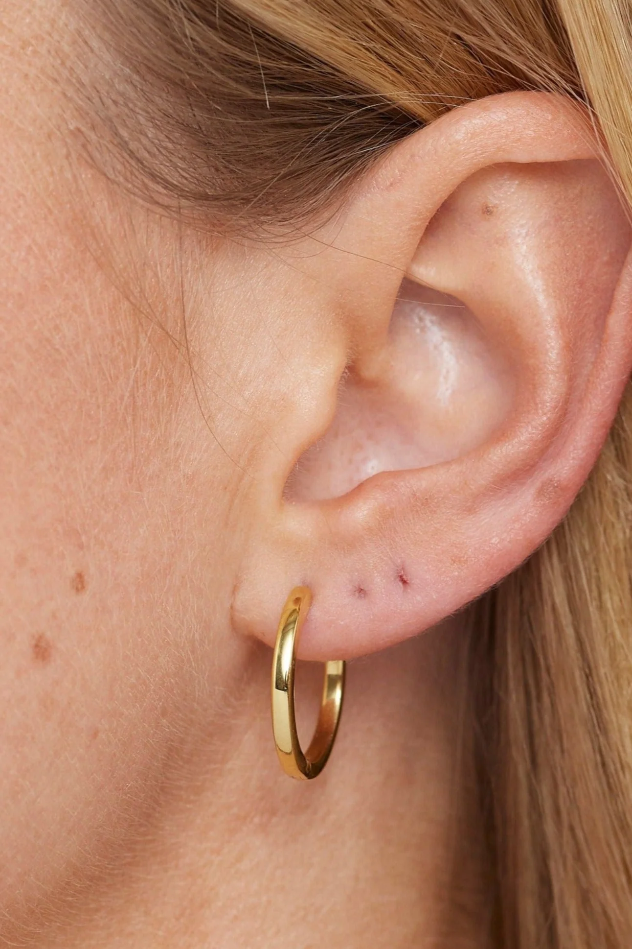 Polished Gold Huggies - Large - Image 3